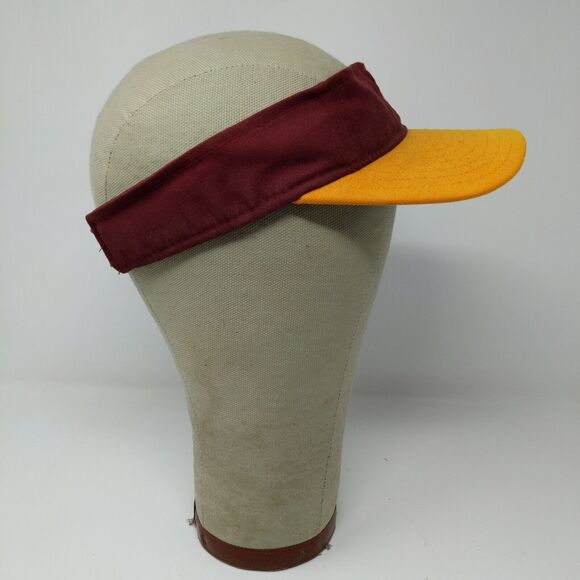 DeLong Strapback Sun Visor Hat Red & Yellow Embroidered Logo MC - Picture 6 of 10
